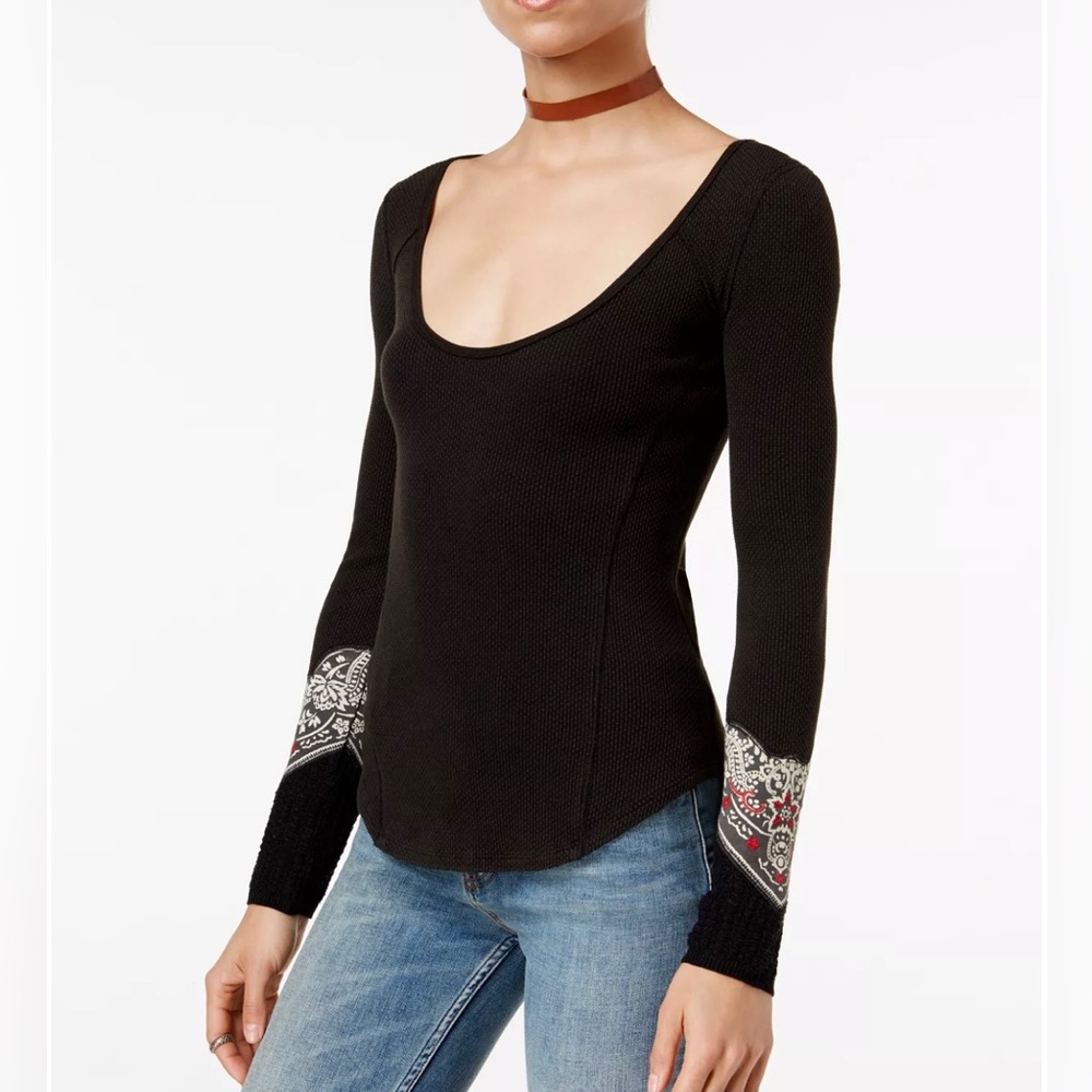 Free People  bandana cuff waffle-knit thermal size xs